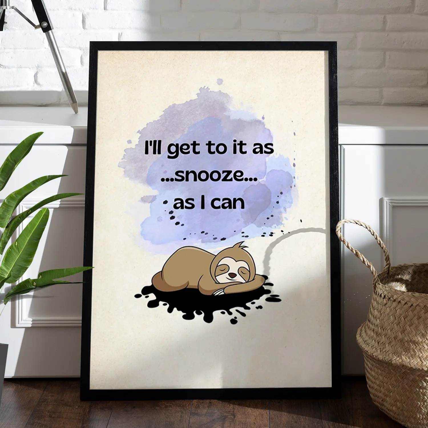 JamaineVintage Sloth Hiking Team We Will Get There When We Get There Print Comedy Wall Art Home Office Funny Gift Vintage Poster