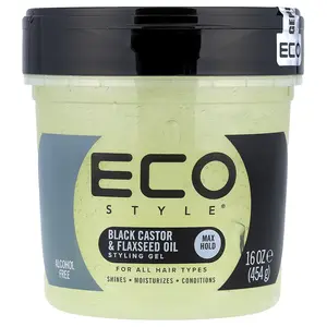 Eco Style Styling Gel, Max Hold, All Hair Types, Black Castor & Flaxseed Oil, 16 oz (454 g)