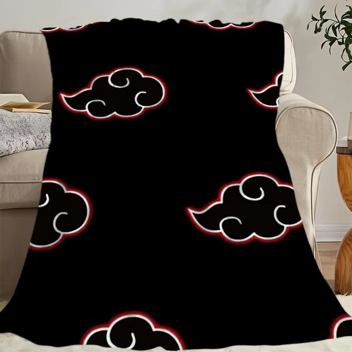 Soft, Fluffy, Cozy Throw Blanket - Sasuke and Naruto Akatsuki Themed 100% Polyester Rectangular, Skin-Friendly Edge Print Decorative Giftable Blanket for Living Room, Bedroom, Decorative Giftable Blankets