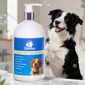 BellePaws 6-in-1 Pet Shampoo for Dogs & Cats ,16.9oz,Keeps Smell Good For One Week Freshness，Gentle Amino Acid Cleanse&MinkOil Nourishment ,Deep Clean Anti-Odour, Enhances Coat Shine, Easy Rinse