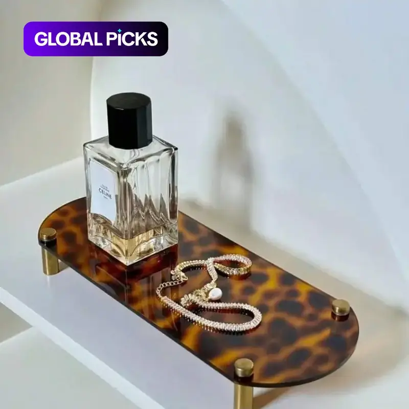 Elegant French Acrylic Utility Tray Set, Vintage Turtle and Leopard Brass-Color Design, Perfect Room Decoration, 1 or 2 Pieces, Lightweight Stylish Home Accessories, Bathroom Decor Supplies, Bathroom Accessory and Bathroom Decor Essentials #GLOBAL PICKS
