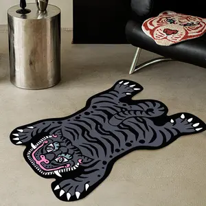 Tiger Shaped Soft Carpet for Living Room, Creative Bedroom Decor Rug, Home Decorative Rug, Anti-Slip Floor Mat for Home Entrance Hallway Reading Area Dining Table, Non Slip Rugs