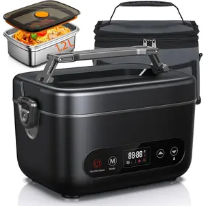 Cordless Electric Lunch Box, Battery Powered Heated Lunch Box, 1.2 Liter Food Insulated Lunchbox with Fork and Spoon Insulated Carrying Pouch for Office, Truck, Outdoors