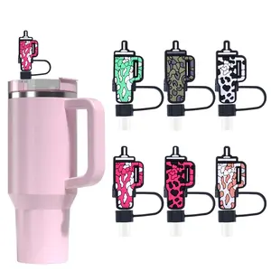 6 Pcs Denim Straw Lids for Stanley Cups, Drinkware Lid, Straw Spout Lid, Fits 30 & 40 Oz Glass Cups with Handles, 10mm 0.39 Inch Straw Caps, Durable and Stylish Design