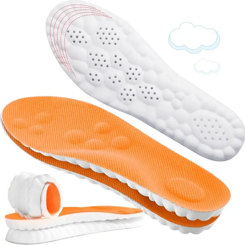 Soft Cushion Cloud Insoles, 4D Memory Foam Inserts with Shock Absorbing Heel Pad for Men and Women, Trim to Fit Orthotic Shoe Liners for Work Boots, Sneakers, and Daily Foot Relief