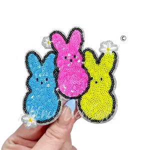 Bunny Peeps Easter Sequin Patch - Small
