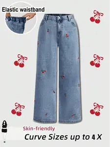 Plus Size Women's Stretchy Denim Jeans Pants, Comfortable High Waist Fit Jeans for Daily Wear & Casual, Stylish Design for All Seasons Womenswear