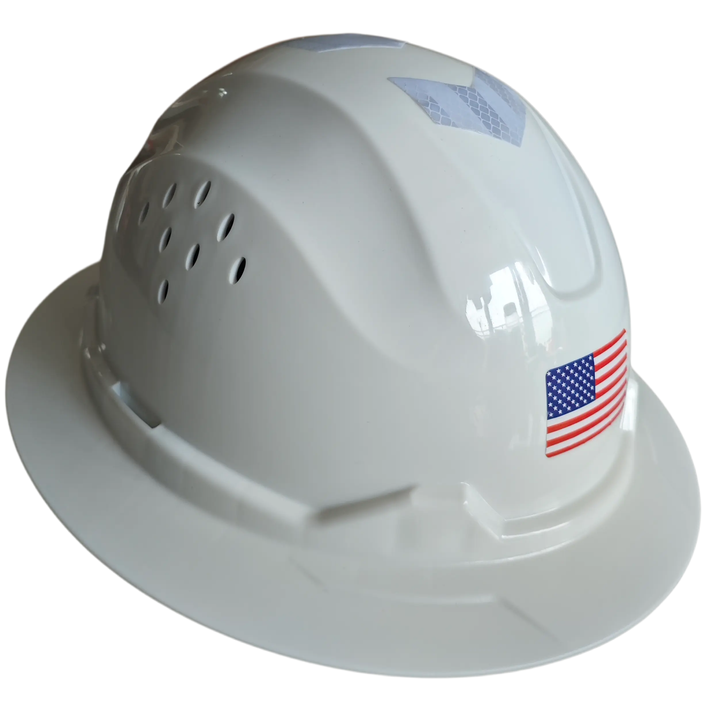 Full Brim HDPE Hard Hat with 4-Point Suspension, Quick-Turn Ratchet Suspension Knob, Vented Holes at Top, Adjustable Complete Protection Safety Helmet for Men (1.3 lbs, 12.4x10.6x6.3 in) for Engineering, Construction Work, Full Brim Hard Hat, Rain & Debri