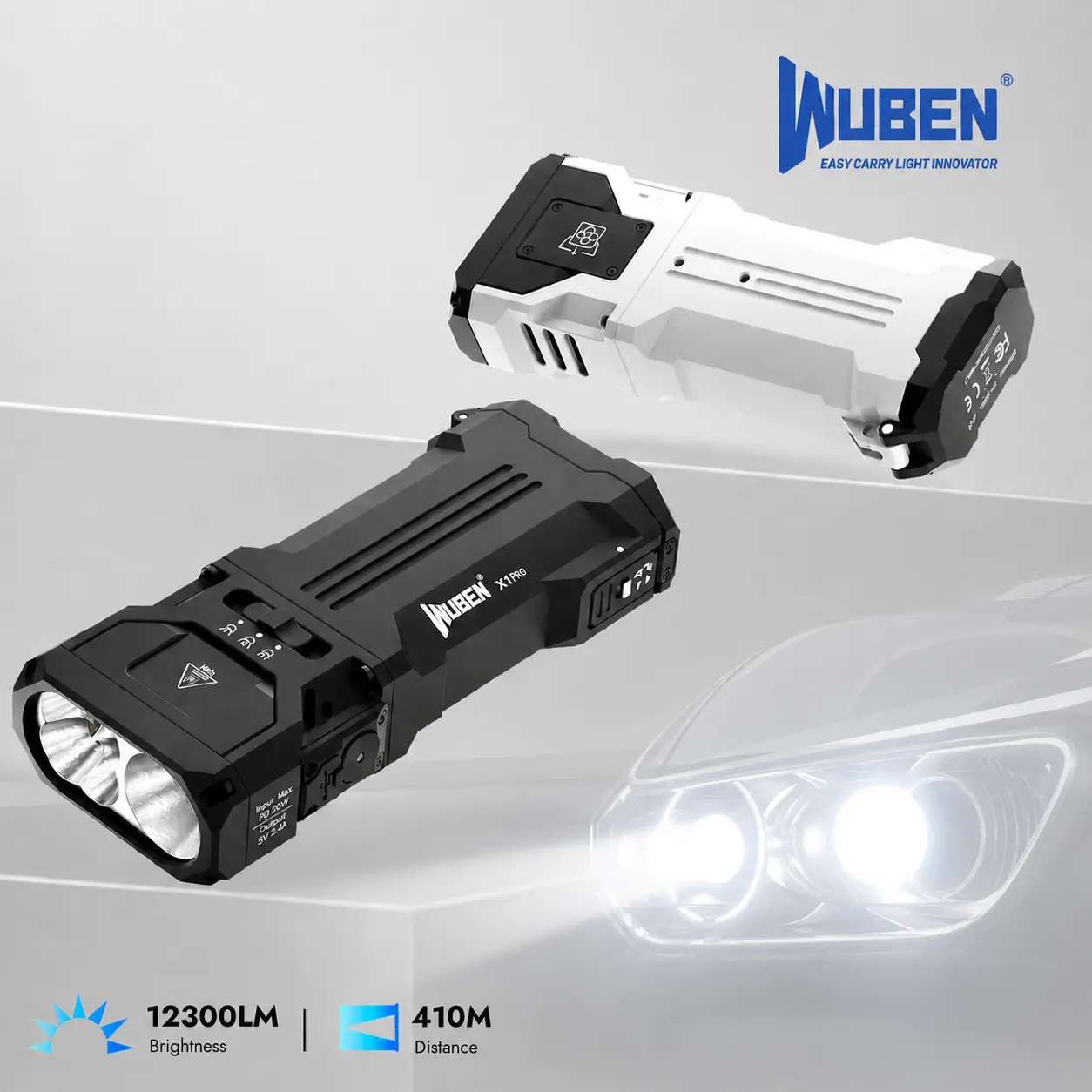【NEW 2026】WUBEN X1 PRO 12300 High Lumens Rechargeable Flashlight ,Dual Light Sources, Multi-Mode EDC,3-in-1 Power Bank & Bike Light,IP65 Waterproof & Shockproof,Portable for Outdoor, Camping, Hiking & Emergency,Double-Tap to Activate 12300LM Ultra