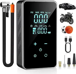 Tire Inflator Portable Air Compressor – 150 PSI Cordless Electric Pump with Digital Pressure Gauge, LED Touchscreen, Auto Shut-Off, Flashlight, and 5 Preset Modes for Cars, Motorcycles, Bikes & Balls