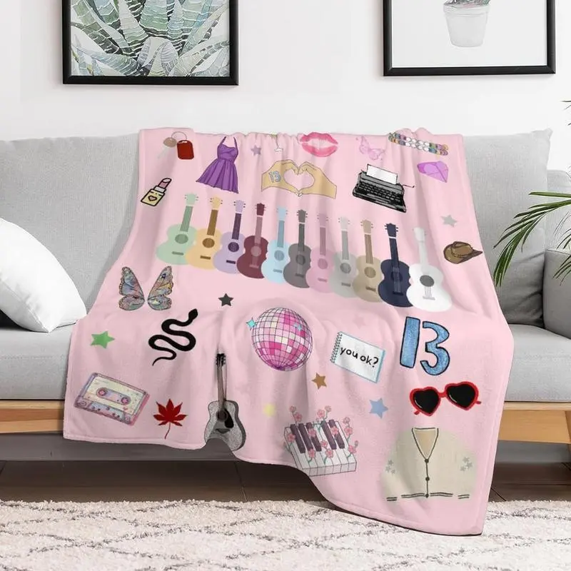 The Eras Tour  blanket singer album pink purple blanket suitable for sofa bed decoration gift lightweight soft and comfortable wool velvet warm flannel bedding suitable for couples men and women teenagers adults
