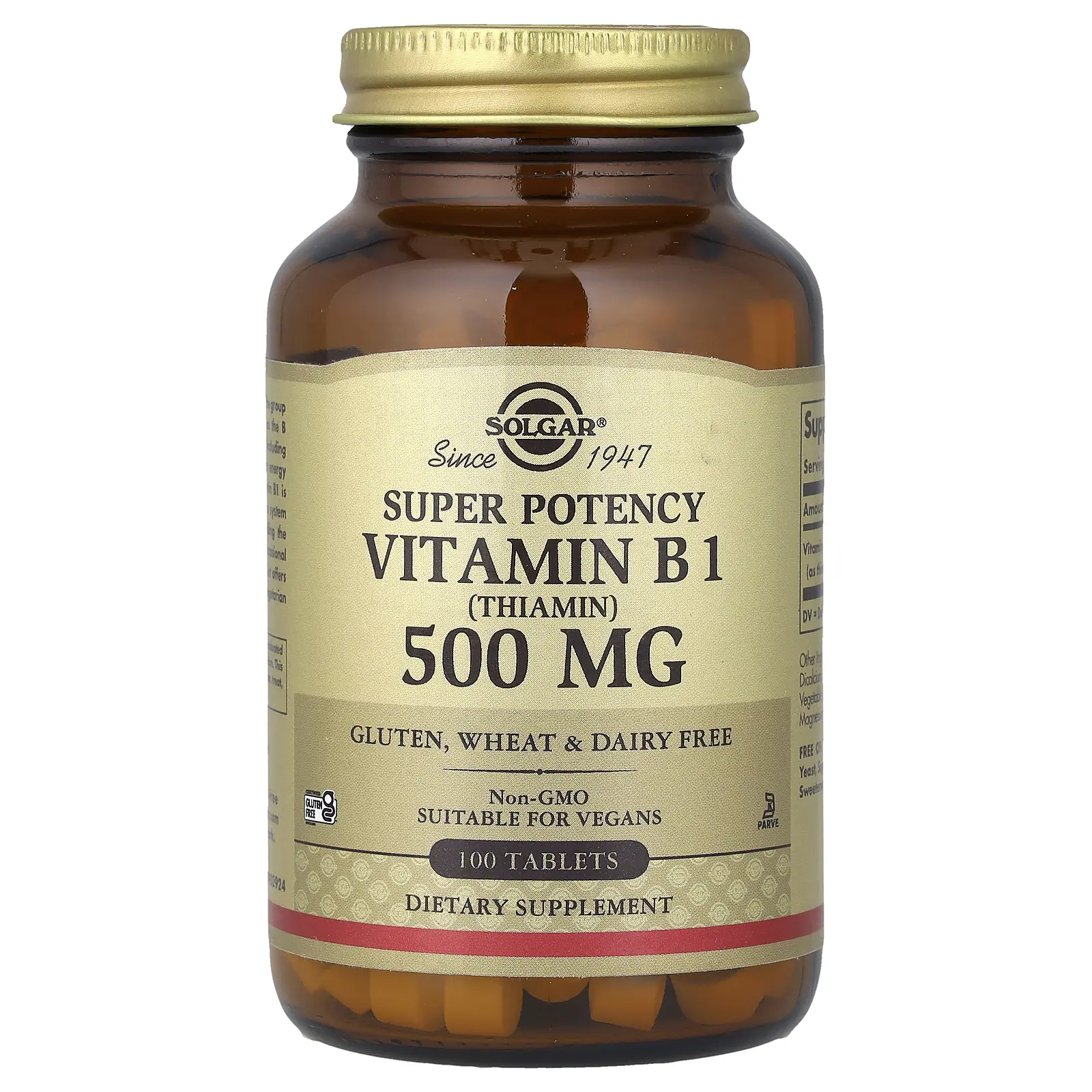 Solgar Vitamin B1, 500 mg, 100 Tablets