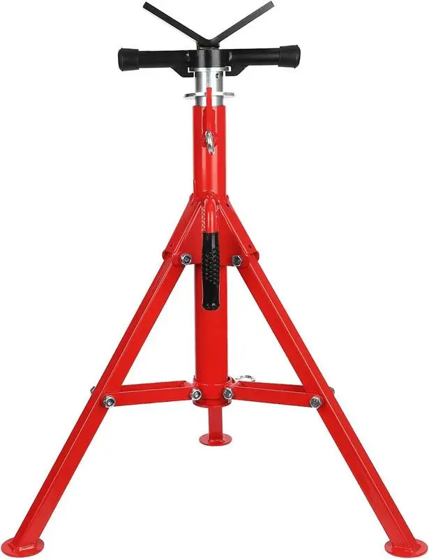 V Head Pipe Jack Stand Robust Steel Heavy-Duty Construction | 28-52 Inch Adjustable Height | 2500 Lb Load Capacity | with Portable Folding Legs | Ideal for Welding, Automotive, Construction Projects