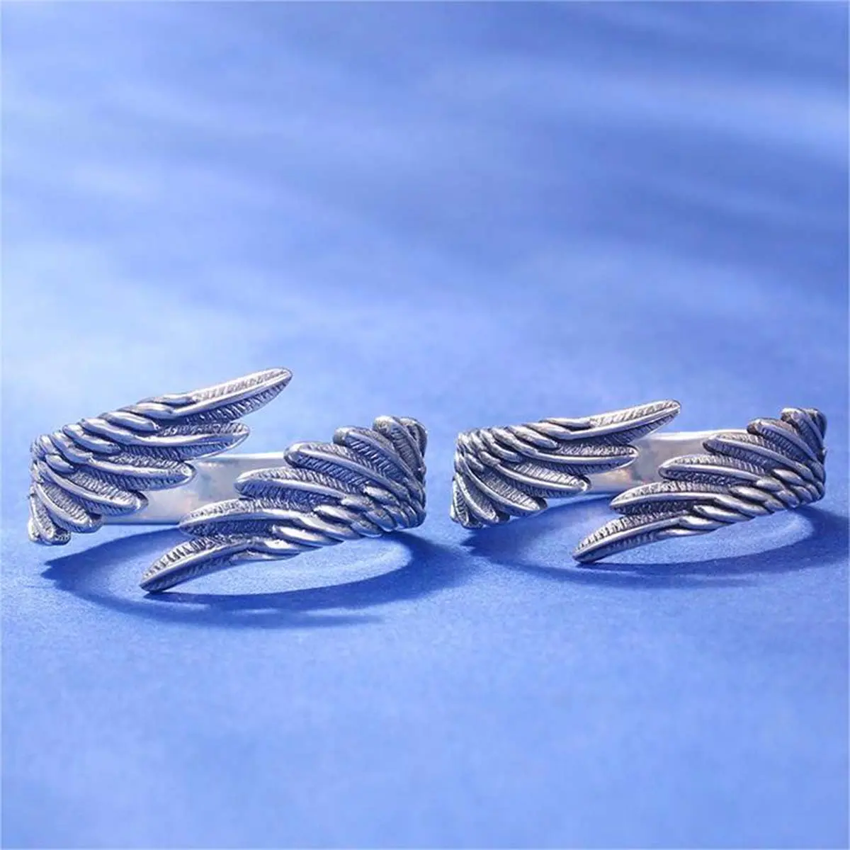 Couples' Simple Daily Angel Wings Open Ring, Retro Fashion Trendy Personality Niche Jewelry, Beautiful Metal Rings, Beautiful Rings