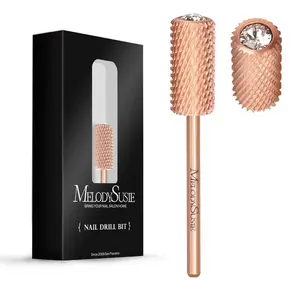 MelodySusie Crystal Top Large Barrel Carbide Nail Drill Bit (Rose-Gold)