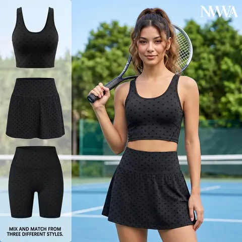 Women's Fitted 2-Piece Polka Dot Matching Set - Stand Collar Jacket, Breathable Stretch Polyester, Quick Dry Activewear for Gym, Back to School,outdoorfun