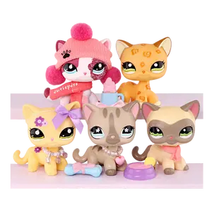 5 PC Miniature Bobble Head Shorthair Cat Animal Action Figures for Kids Collectable Easter Birthday Gift
