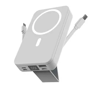 10000mAh Magnetic Power Bank, Foldable Wireless Portable Charger with LED Display, Comes with Type-C Cable, Supports Fast Charging and Lightning Input, Made of Lightweight Silicone, Charges Smartphones Android Phones, Compact and Portable，Best Gift ldeas