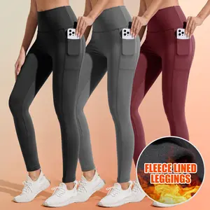 Showitty Fleece Lined Leggings Women - High Waisted Winter Yoga Pants Workout Tummy Control Soft Thermal Warm
