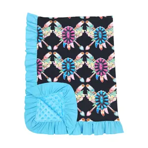 BL0052-Soft Cozy for Babies western Kids Blanket Turquoise Blue --29*43 Inches