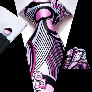 Barry Wang Colorful Men Tie Set – Floral Necktie, Handkerchief & Cufflinks