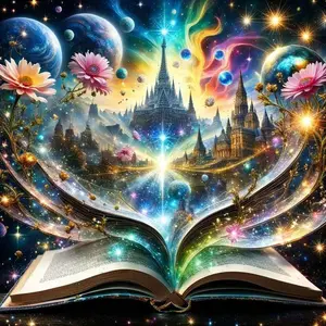 5D DIY Handmade Diamond Painting Kit, Full Round Drill Art Set, Book Castle Starry Sky Galaxy Planet Design, Home Decor Gift, Needlepoint Craft