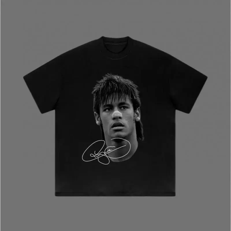 Classic Neymar Cartoon Graphic Tees for Football Fans, Soft Unisex Retro T-Shirt with a Lightweight, Breathable Relaxed Fit, Shortsleeve, Sweatshirt, Print, Outfits, Round Neck, Casual, Unisex Sizing, Machine Washable, Menswear, Soccer, Fashion Apparel