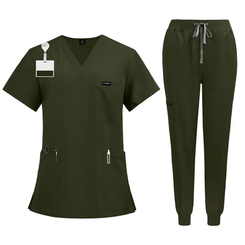 Unisex Summer Short Sleeve Work Set Workwear | Pet Hospital & Pet Grooming Uniform for Veterinary Staff, Groomers, and Animal Care Teams