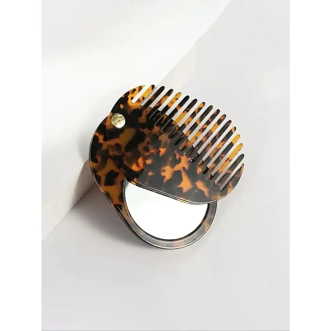Portable Hair Comb Set with Built-in Mirror - Anti-Static Wide Teeth Detangling Comb, Compact Oval Design, Gentle on All Hair Types, Women's Fashion Accessory for Travel & Everyday Use, Lightweight, Durable