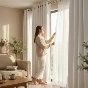 Window Wear 8 Panels 52x84inches Custom Set, 4 panels are plain blackout curtains, and 4 panels are cross-grain bead-drop curtain with two different widths of 52 inches, both in loop style, high-end, blackout, one set covers FT2599 + FT2525