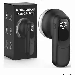 Fabric Shaver, Lint Remover Rechargeable with 3 Speeds, 6 Leaf Blades, Digital LED Display to Remove Fuzz Lint Balls for Clothes, Furniture, Sweater and Couch (Black)