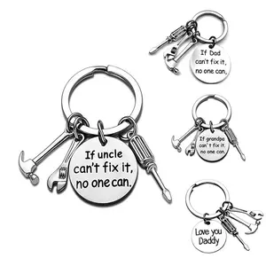 Father's Day If Dad Can't Fix It Small Tool Keychain Hammer Wrench Screwdriver