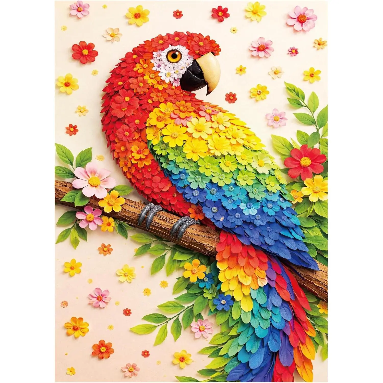 BenBen Puzzles for Adults 500 Pieces, Floral Parrot Jigsaw Puzzles with Patterns on Back, Animal Puzzle for Family Game Night, Home Décor