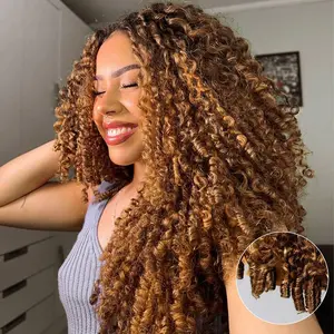 [Highlight Burmese Curly] OQHAIR 4/27 Highlight Brown Burmese Curly Wear Go Half Wig 250% Density 3 IN 1 Seamless Flip Over Wig Glueless Human Hair Wear Go Wigs With Drawstring Invisible Hairline for Beginner Friendly Vacation Hair Wigs #SummerVibes