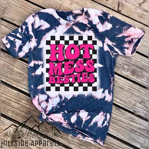 Hot Mess Bestie Checkered T-Shirt