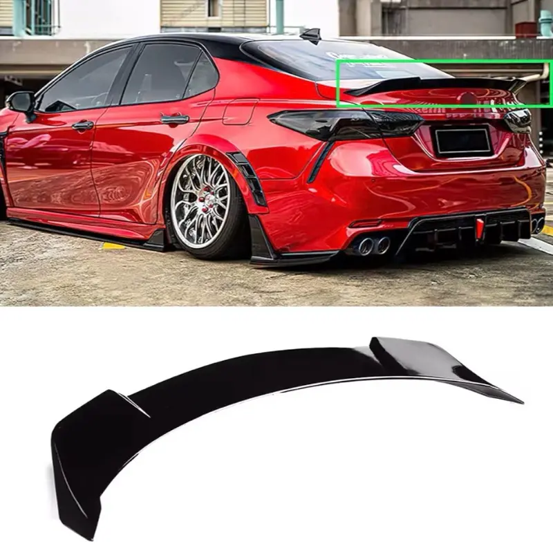 Toyota Camry 2018-2024 Rear Trunk Spoiler Yofer V2 Style ABS Wing Lip Gloss Black & Carbon Fiber