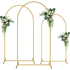 Arched background frame, balloon arch frame with base, metal arch bracket, golden baby party background arch, wedding arch frame, Flowers, Wedding Arch Backdrop