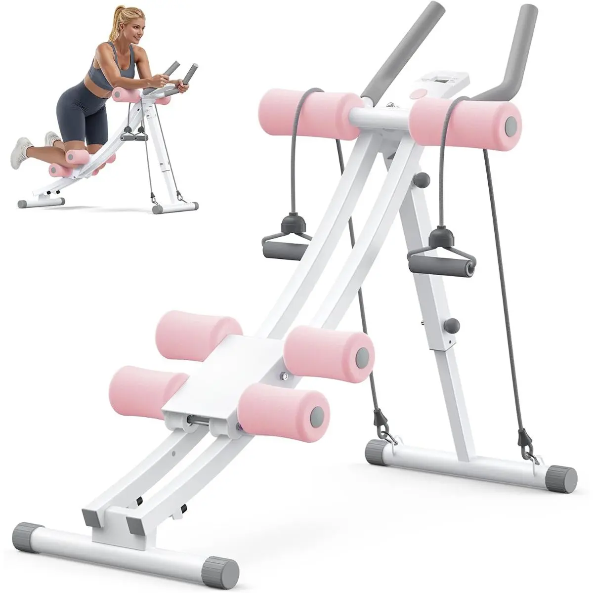 Foldable Dual-Track Ab Trainer - Steel Core Exercise Fitness Equipment with 4 Adjustable Heights, LCD Display, Gym Equipment for Home, Core Workouts & Abs at Home, Core Exercise Equipment