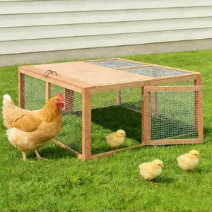 Portable No-Assembly Folding Chicken Coop & Rabbit Hutch, Collapsible Pine Wood Small Animal Cage for Ducks & Guinea Pigs, Indoor Outdoor Pop-Up Pet Enclosure, Space-Saving Lightweight Bunny Pen with Top & Side Access, Natural Wood