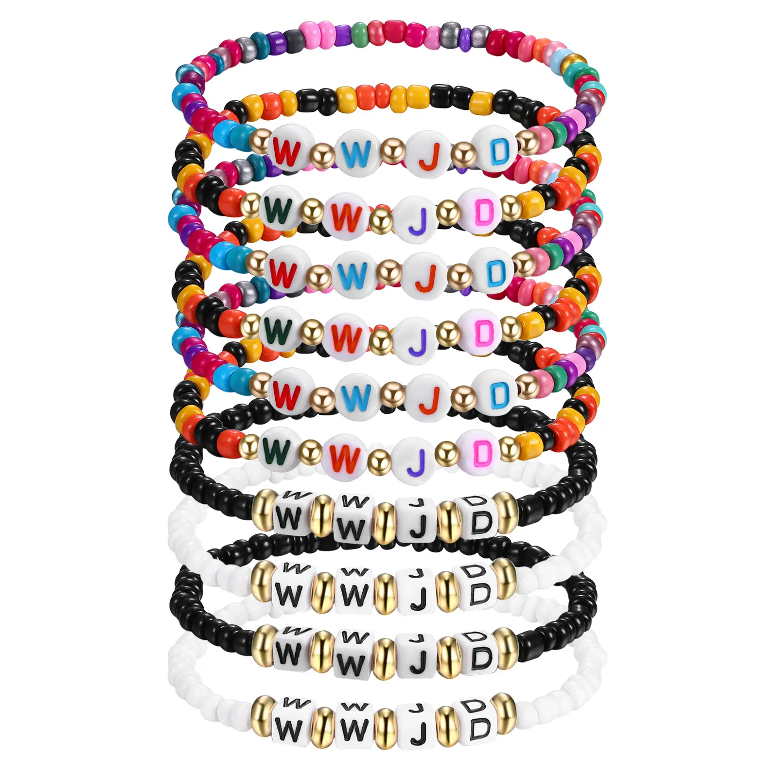 OIDEA 10 Pcs Religious Stretch Bracelet Set, Colorful WWJD Plastic Beads for Teens, Boys & Girls, Christian Faith Friendship Gift for Birthday, Christmas, Pretty Bracelet, Teenage Boy Gifts, String Bracelets