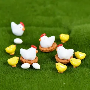 30Pcs Mini Animals Chickens, Miniature Chicken Family Figurines for Fairy Garden, Resin Crafts & Terrarium Decor