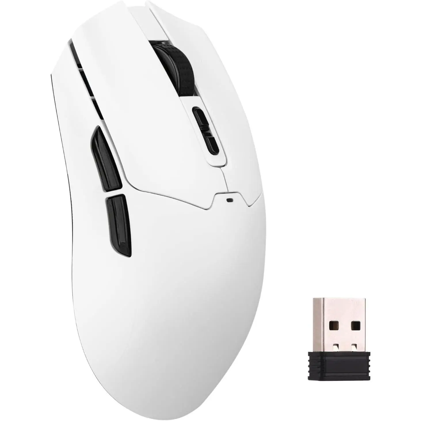GJ  F-MUW05  Click Lite Wireless Gaming Mouse, 800 to 12,000 DPI Adjustable, PAW3311 Sensor, 500mAh, 59g, 2.4G/BT/USB-C Rechargeable Wireless Mouse with 5 Programmable Buttons for PC/Mac/Linux (White), Lightweight, 78 Hours Continuous Use, Work
