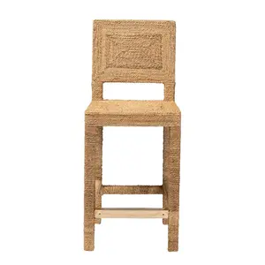 bali & pari Anfield Natural Seagrass and Mahogany Wood Counter Height Barstool:  No Assembly Required