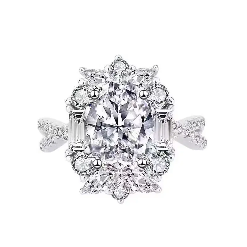 【1023】Thousand Petals Star 1CT Synthetic Moissanite Ring - Elegant Floral Design for Women, Perfect Engagement and Anniversary Gift, Radiant Sparkle for Special Occasions