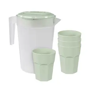212 MAIN Durable Casual CC013MS 6-Piece Mountain Sage Pitcher & Tumbler Set, Kitchen Drinkware Jug
