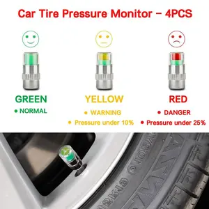 Car Tire Pressure Monitor 4PCS Valve Caps with Pressure Gauge Alert for Optimal Safety and Fuel Efficiency
