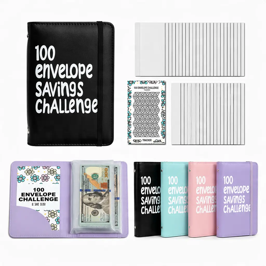100 Envelopes Money Saving Challenge Binder, Budget Planner Book with Cash Envelopes & Stickers, 100 Day Savings Challenge Organizer to Save $5,050, A6 Budget Binder for Money Management Habit, Envelope Savings Books, Savings Tracker Organizer, 100 Number