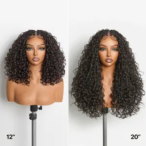 Frodio Veralux™ 13x6 HD Lace Wig Glueless Wear & Go 12” Boho Braids Water Wave Pre-Cut Lace Wig – Premium Fiber, Beginner Friendly