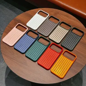 WWH Premium Luxury Ice Feel Alloy 3D Corrugated Stripe Luggage Phone Case For IPhone 17 Pro Max 16 15 14 Anti-Drop Bumper Hard Cover
