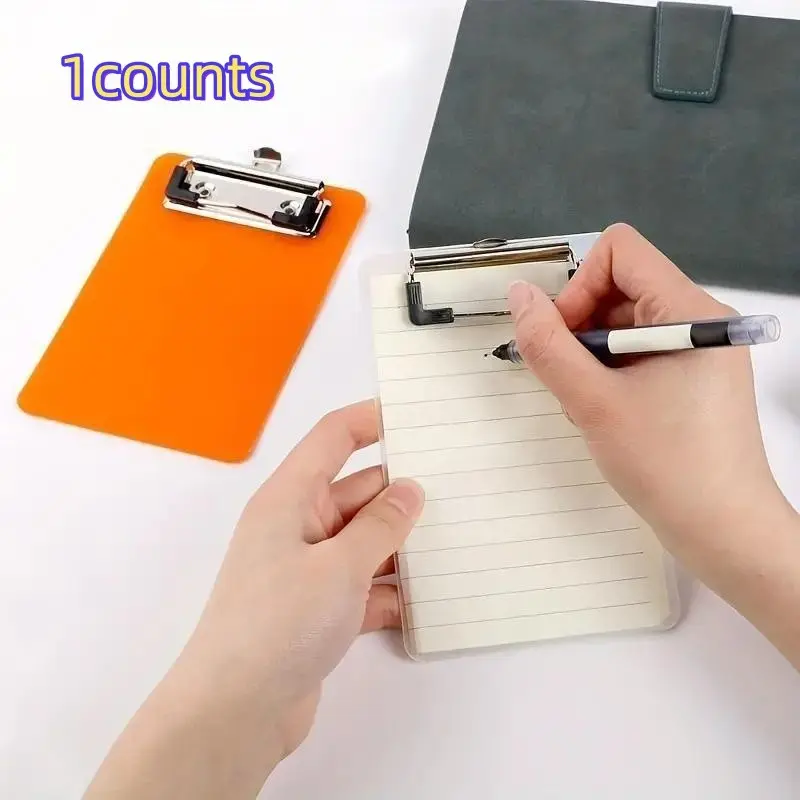 Mini Clipboard, Small Pocket Clipboard, Cute Plastic Memo Board with ID Holder, Suitable for Notebooks, Receipts, Tickets